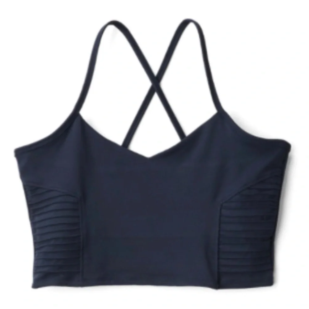 Threads 4 Thought Jax Crop Top Raw Denim Navy Blue Size Small Women’s Sports Bra